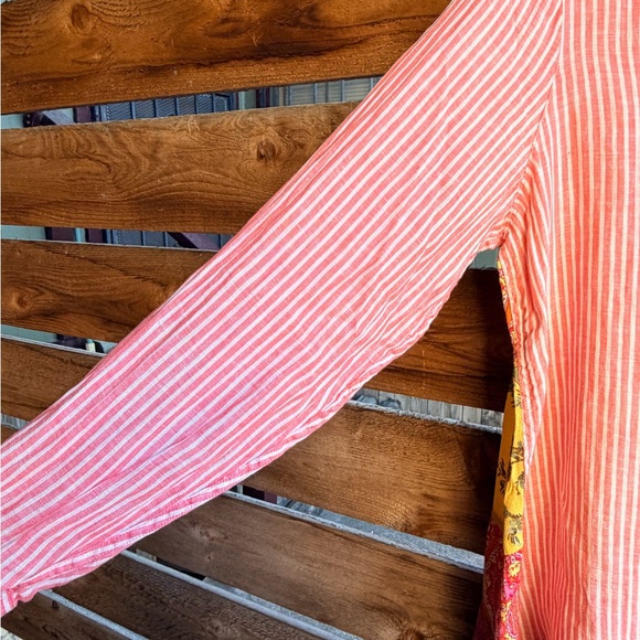 John Mark Coral and White Striped Top Boho ,cottagecore, coquette XL - Picture 2 of 8